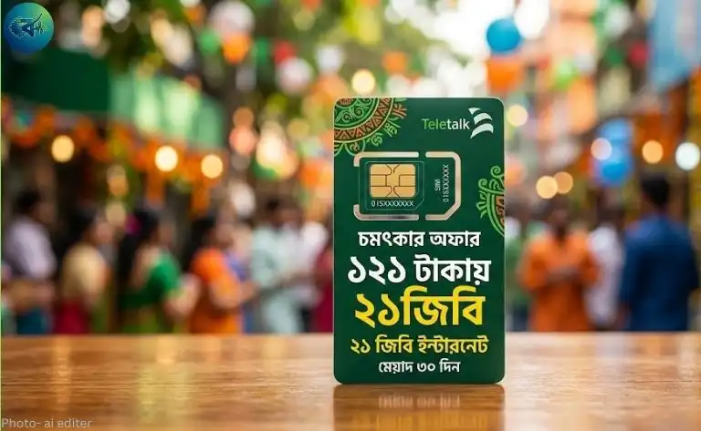 টেলিটকের নতুন চমক ১২১ টাকায় ২১ জিবি ইন্টারনেট