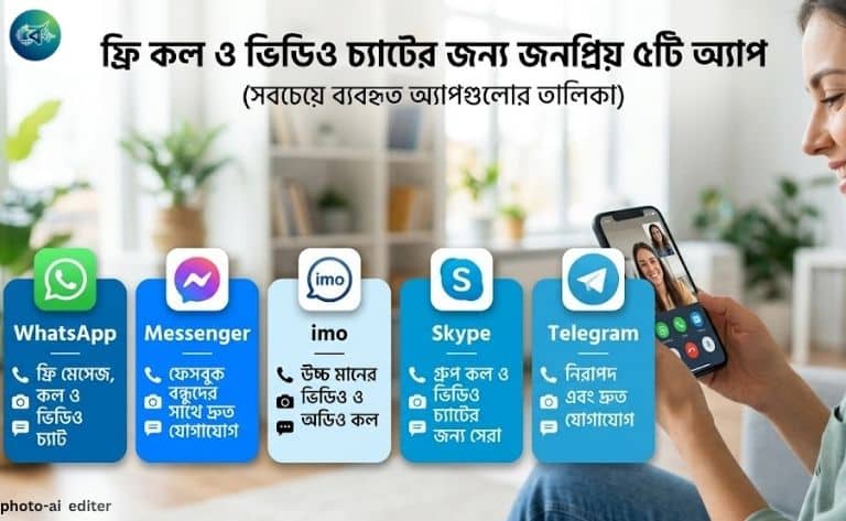 ফ্রি কল ও ভিডিও চ্যাটের জন্য জনপ্রিয় ৫ অ্যাপ